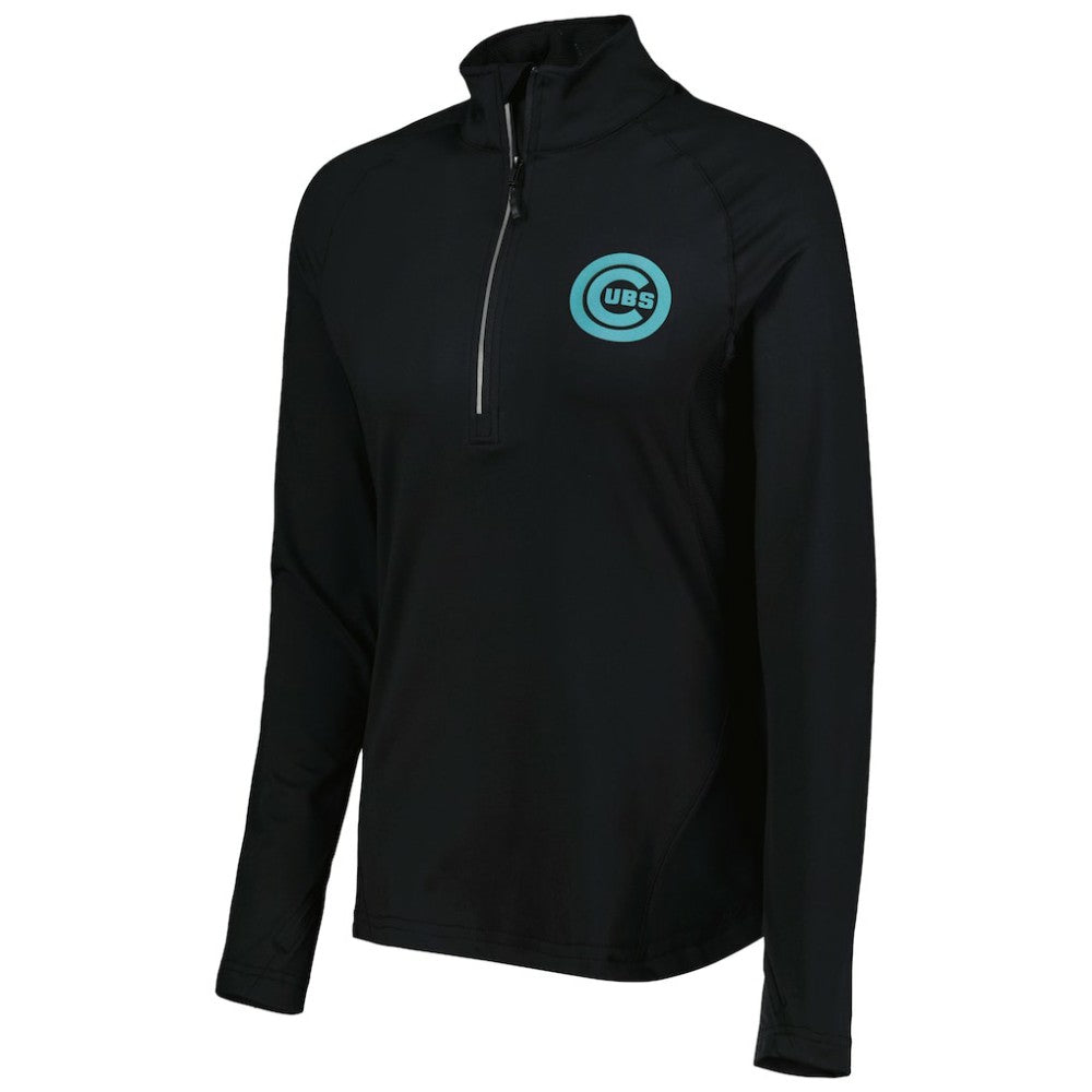 Chicago Cubs Levelwear Women's Energy Quarter-Zip Jacket - Black