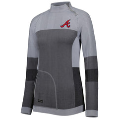 Atlanta Braves Levelwear Women's Verse Asymmetrical Raglan Tri-Blend Quarter-Zip Jacket - Charcoal