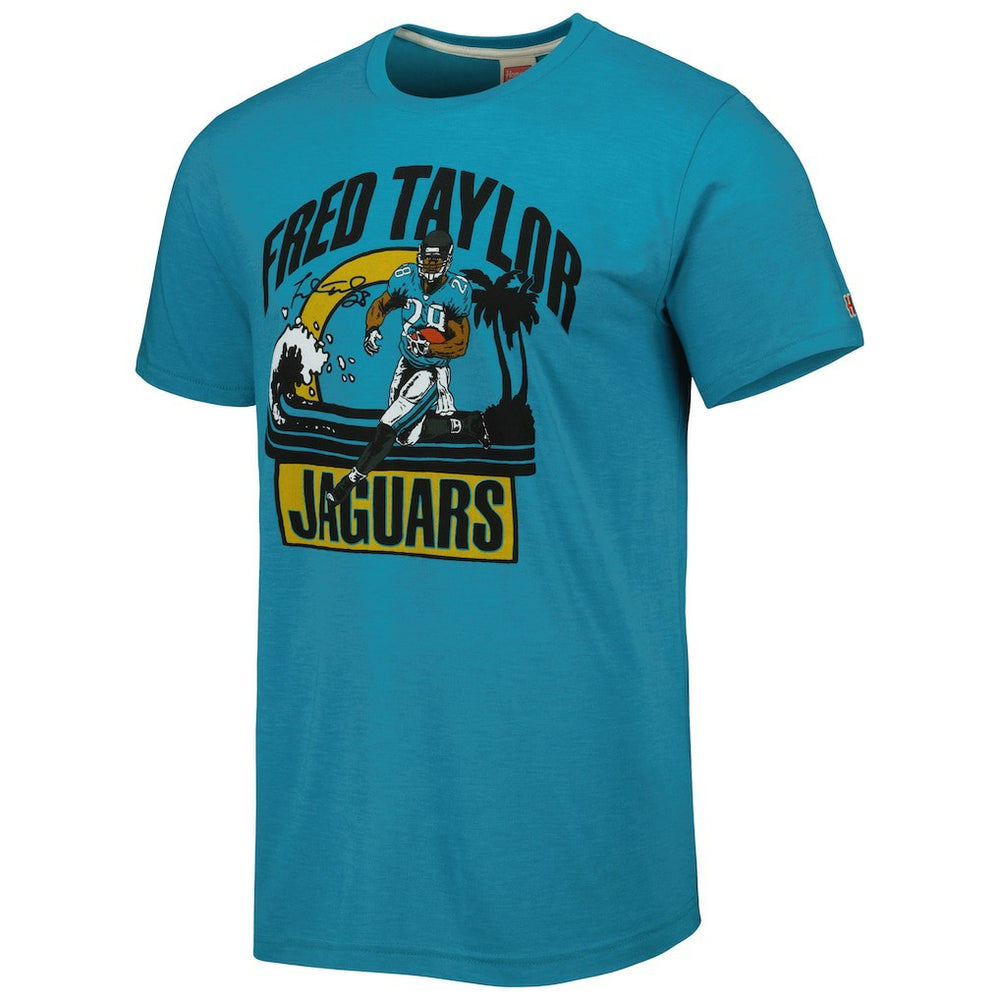 NFL Jacksonville Jaguars Fred Taylor  Homage Unisex Caricature Retired Player Tri-Blend T-Shirt