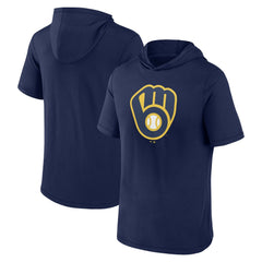 Milwaukee Brewers Short Sleeve Hoodie T-Shirt - Navy
