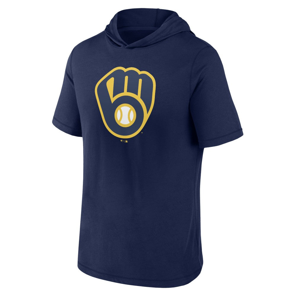 Milwaukee Brewers Short Sleeve Hoodie T-Shirt - Navy