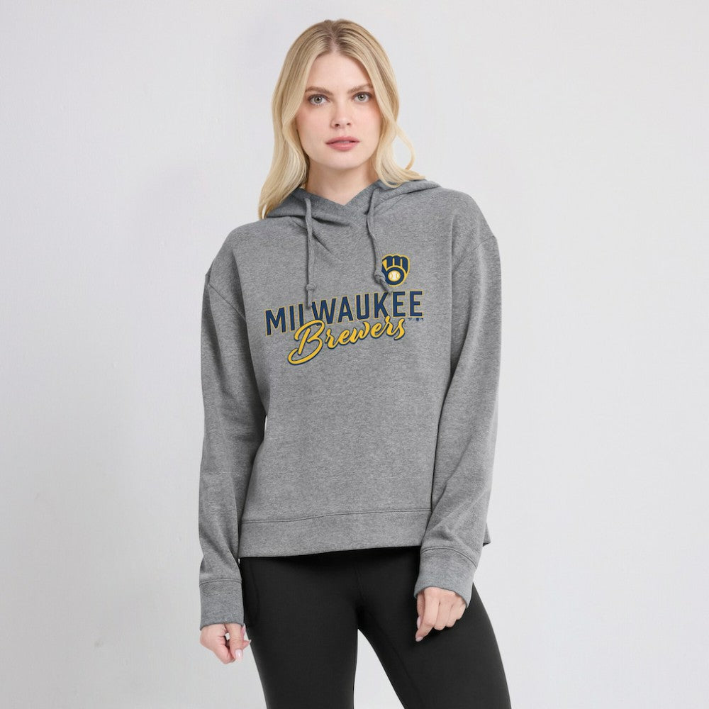Milwaukee Brewers Women's Script Favorite Lightweight Pullover Hoodie - Heather Gray