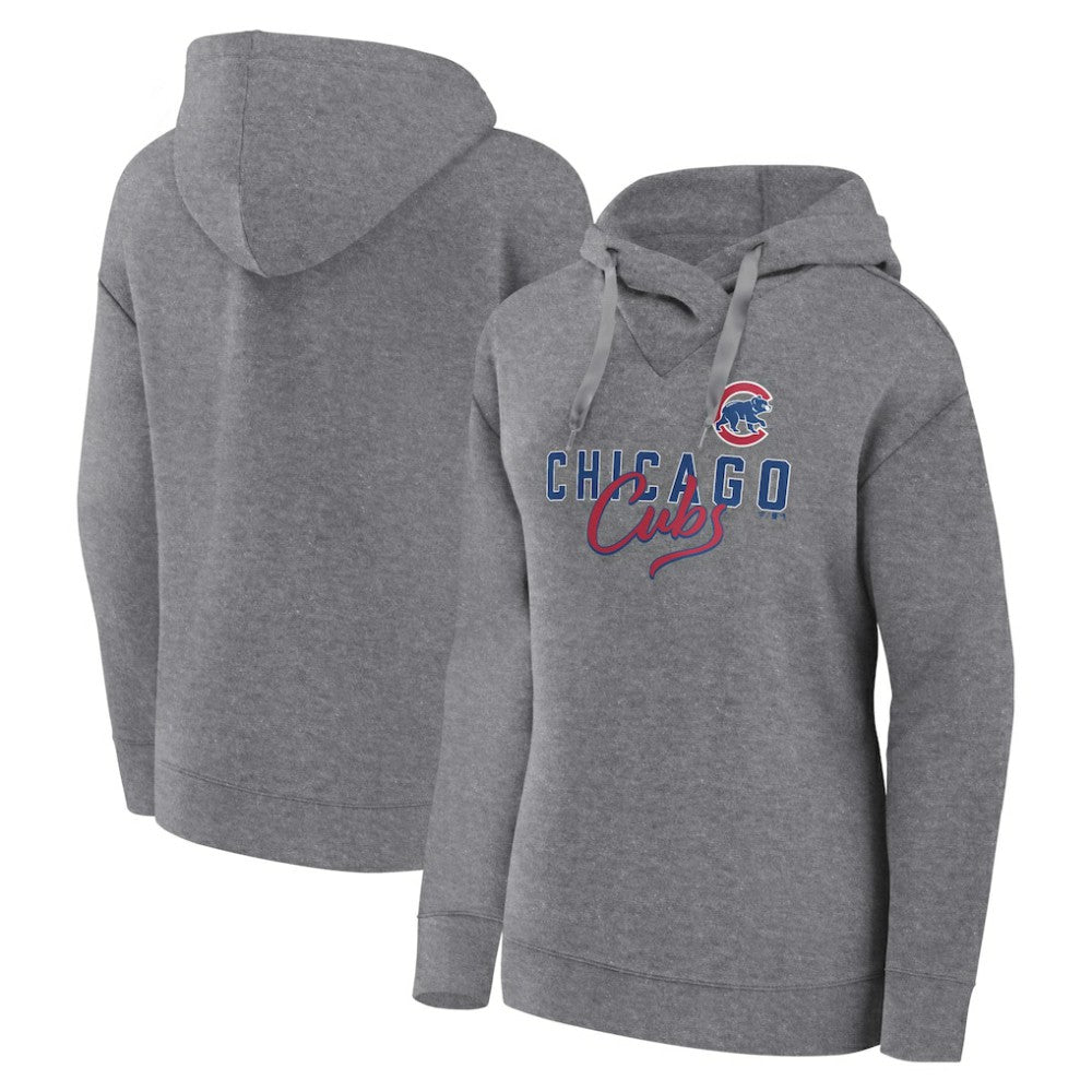 Chicago Cubs Women's Script Favorite Lightweight Pullover Hoodie - Heather Gray