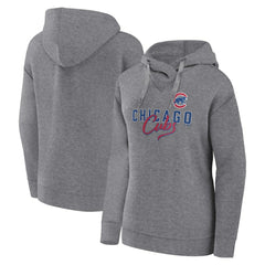 Chicago Cubs Women's Script Favorite Lightweight Pullover Hoodie - Heather Gray