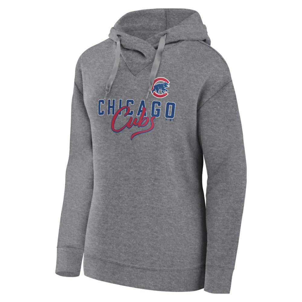Chicago Cubs Women's Script Favorite Lightweight Pullover Hoodie - Heather Gray
