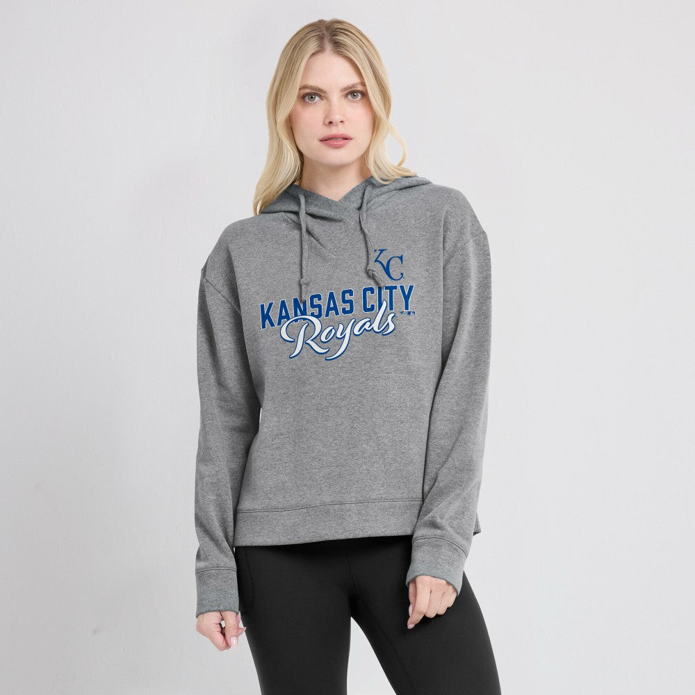 Kansas City Royals Women's Script Favorite Lightweight Pullover Hoodie - Heather Gray