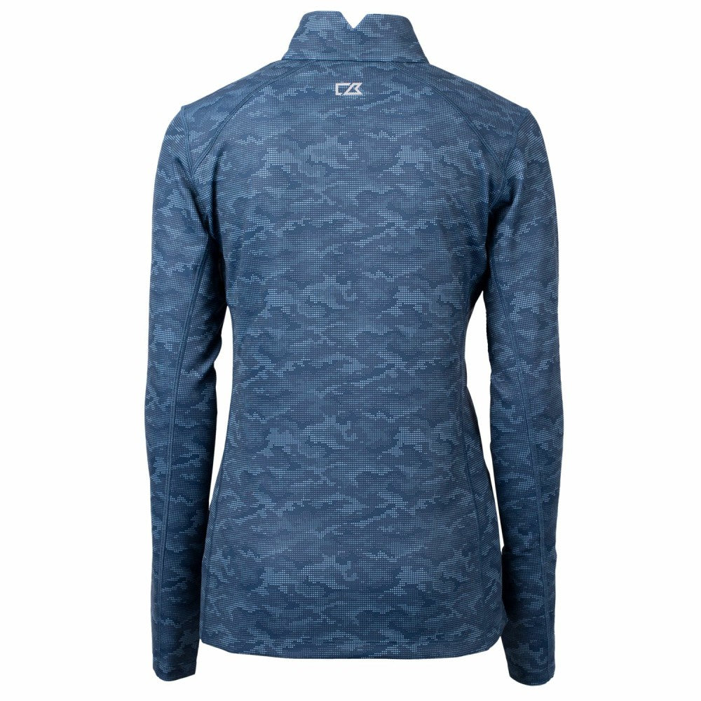 Cleveland Guardians Cutter & Buck Women's Traverse Camo Print Stretch Quarter-Zip Pullover Top - Navy