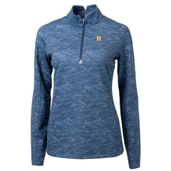 Houston Astros Cutter & Buck Women's Traverse Camo Print Stretch Quarter-Zip Pullover Top - Navy