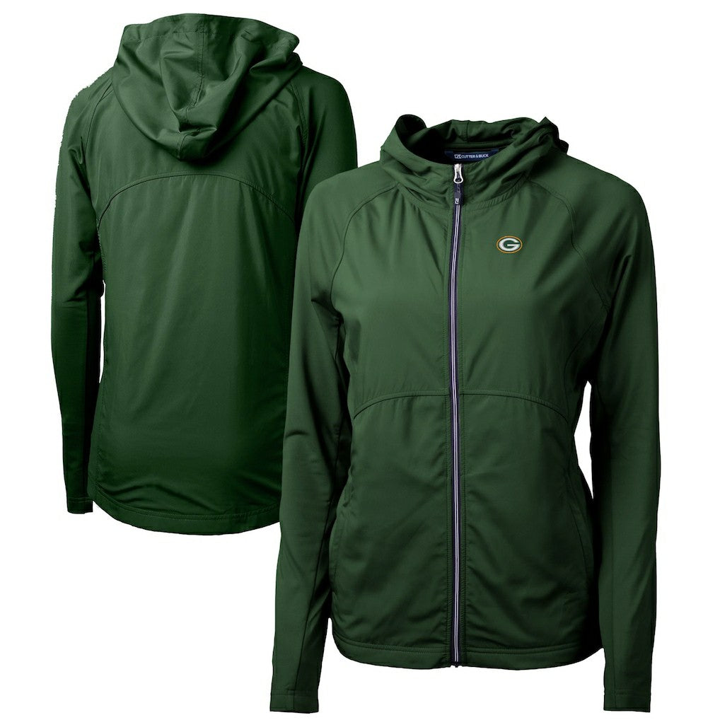 NFL Green Bay Packers Cutter & Buck Women's Adapt Eco Knit Hybrid Recycled Full-Zip Hoodie
