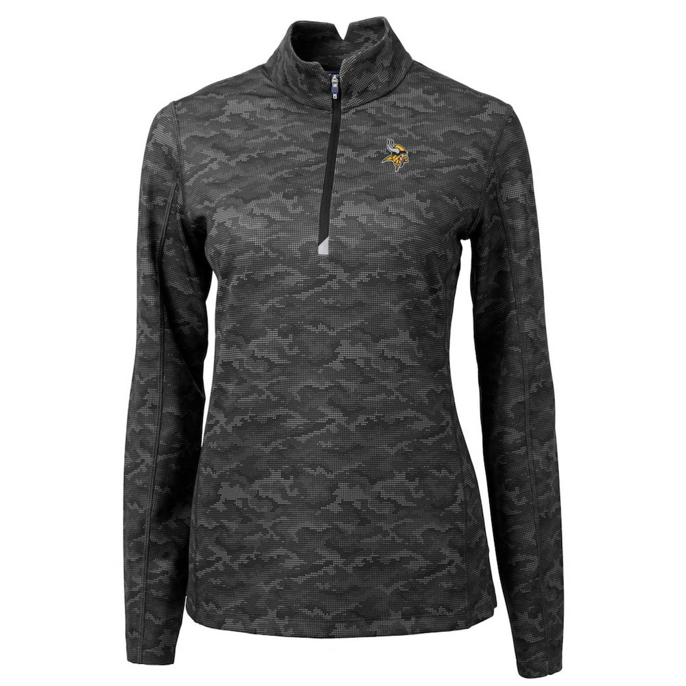 NFL Minnesota Vikings Cutter & Buck Women's Traverse Camo Print Stretch Quarter-Zip Pullover Top