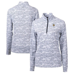 NFL Minnesota Vikings Cutter & Buck Women's Traverse Camo Print Stretch Quarter-Zip Pullover Top