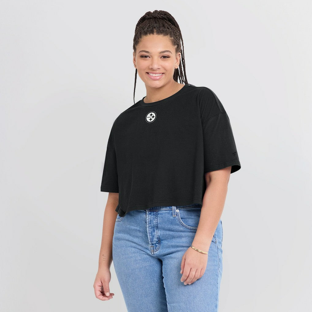 NFL Pittsburgh Steelers Women's Elements Super Soft Boxy Cropped T-Shirt