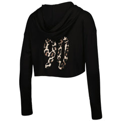 NFL Pittsburgh Steelers T.J. Watt  Majestic Threads Women's Leopard Player Name & Number Long Sleeve Cropped Hoodie
