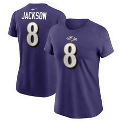 NFL Baltimore Ravens Lamar Jackson  Women's Player Name & Number T-Shirt