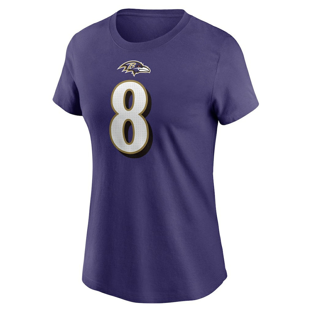 NFL Baltimore Ravens Lamar Jackson  Women's Player Name & Number T-Shirt