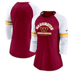 NFL Washington Commanders Women's Fashion 3/4-Sleeve Lightweight Raglan Fashion T-Shirt