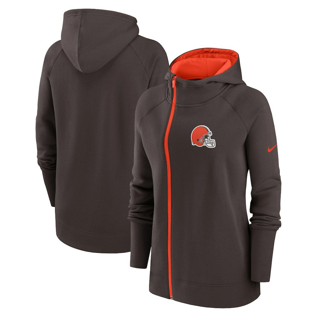 NFL Cleveland Browns Women's Asymmetrical Raglan Full-Zip Hoodie