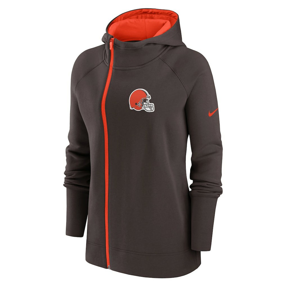 NFL Cleveland Browns Women's Asymmetrical Raglan Full-Zip Hoodie