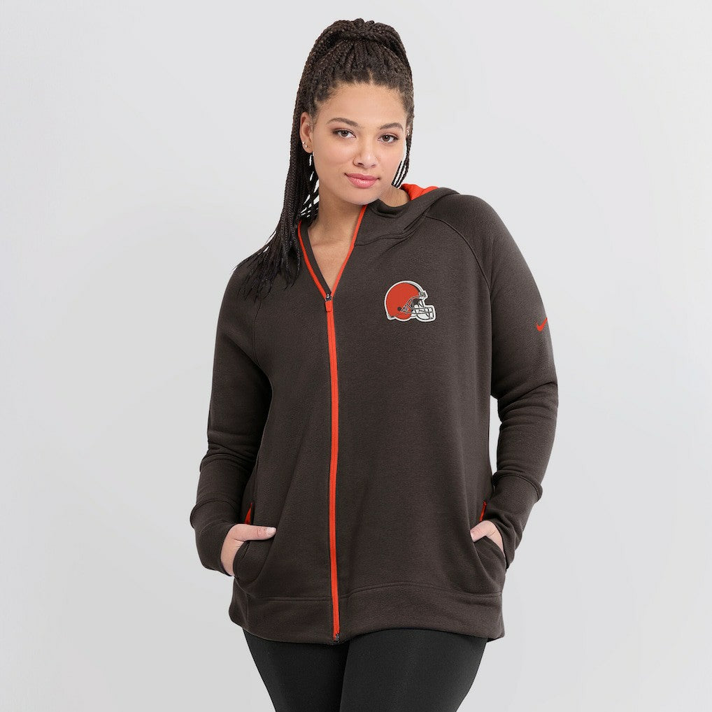 NFL Cleveland Browns Women's Asymmetrical Raglan Full-Zip Hoodie