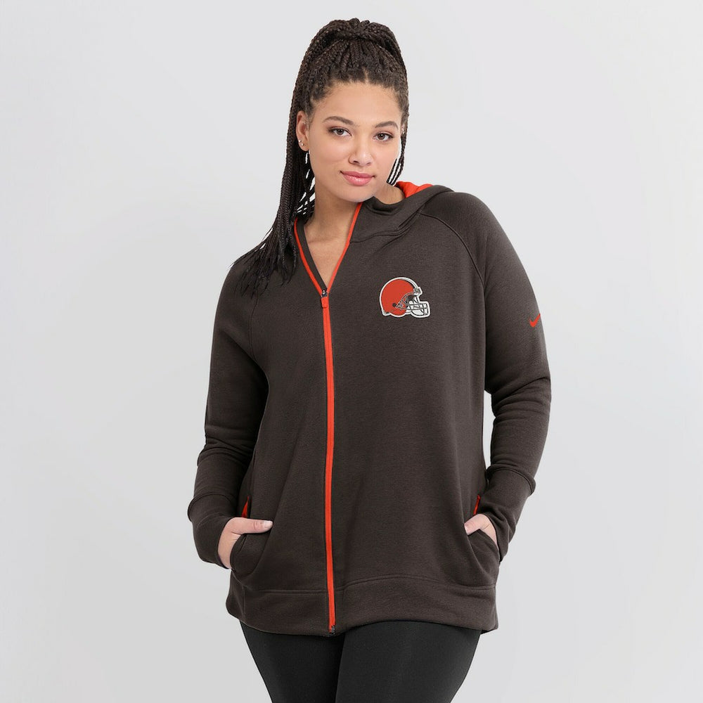 NFL Cleveland Browns Women's Asymmetrical Raglan Full-Zip Hoodie