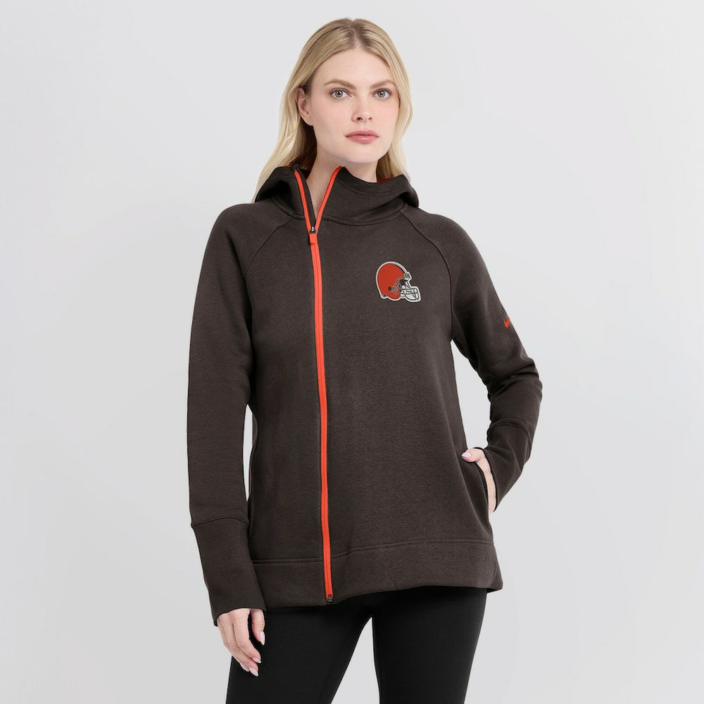 NFL Cleveland Browns Women's Asymmetrical Raglan Full-Zip Hoodie