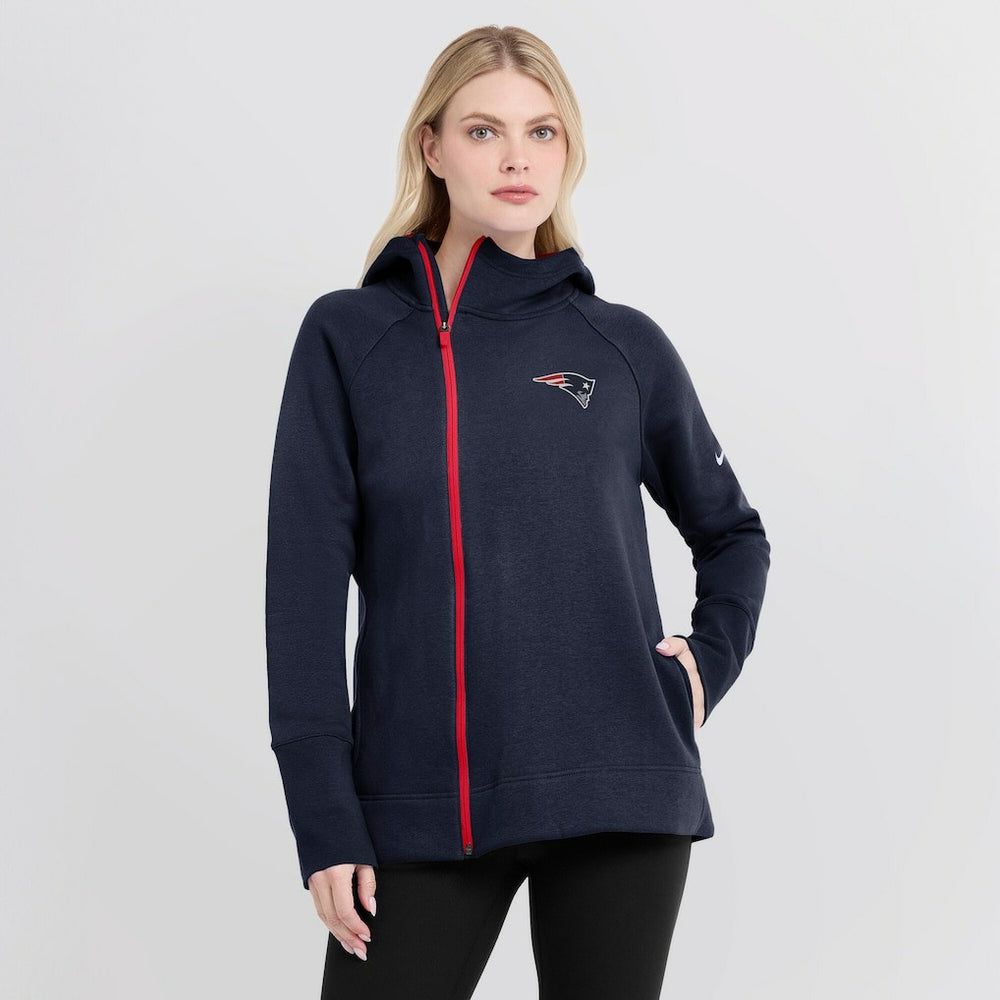 NFL New England Patriots Women's Asymmetrical Raglan Full-Zip Hoodie