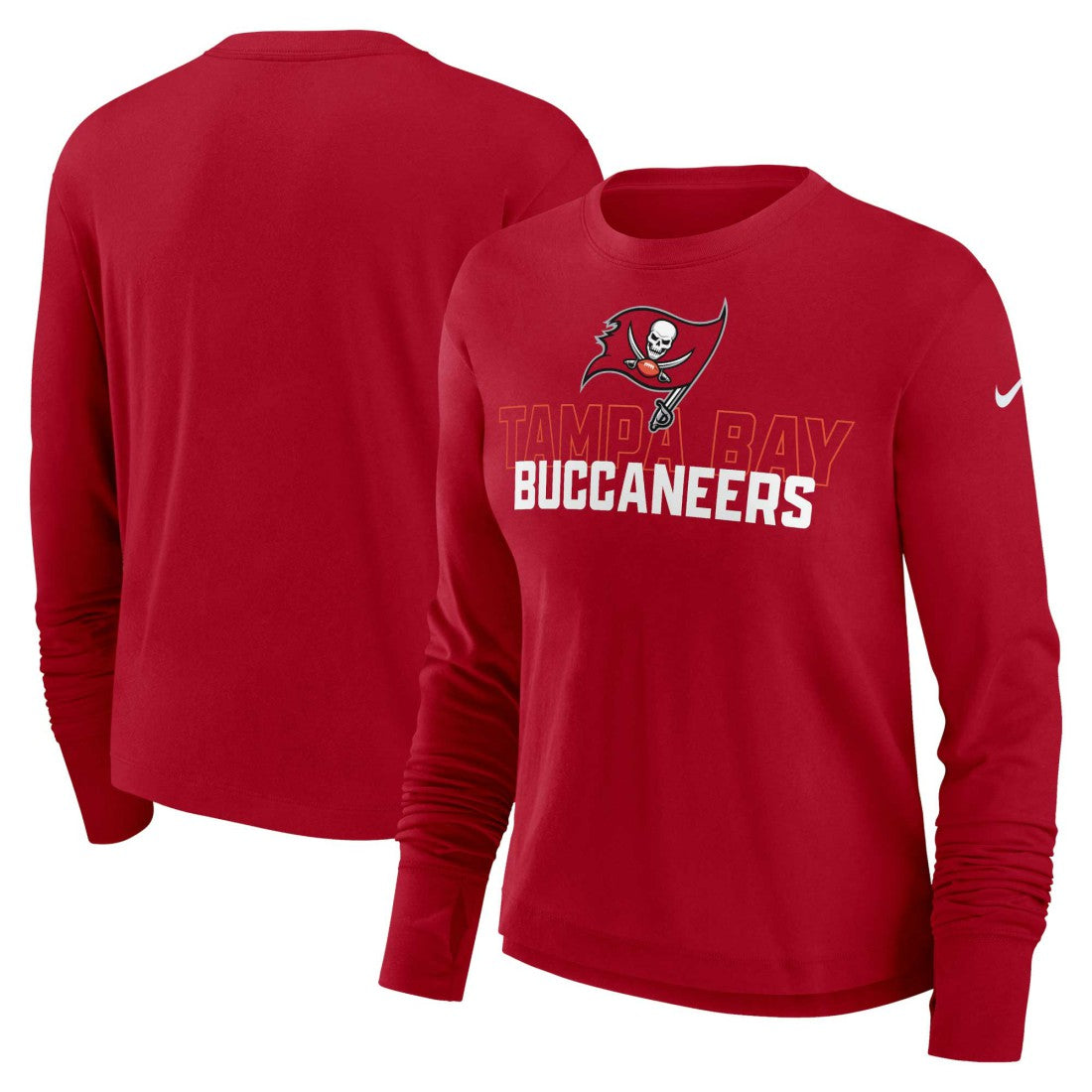 NFL Tampa Bay Buccaneers Women's Modest Crop Performance Long Sleeve T-Shirt