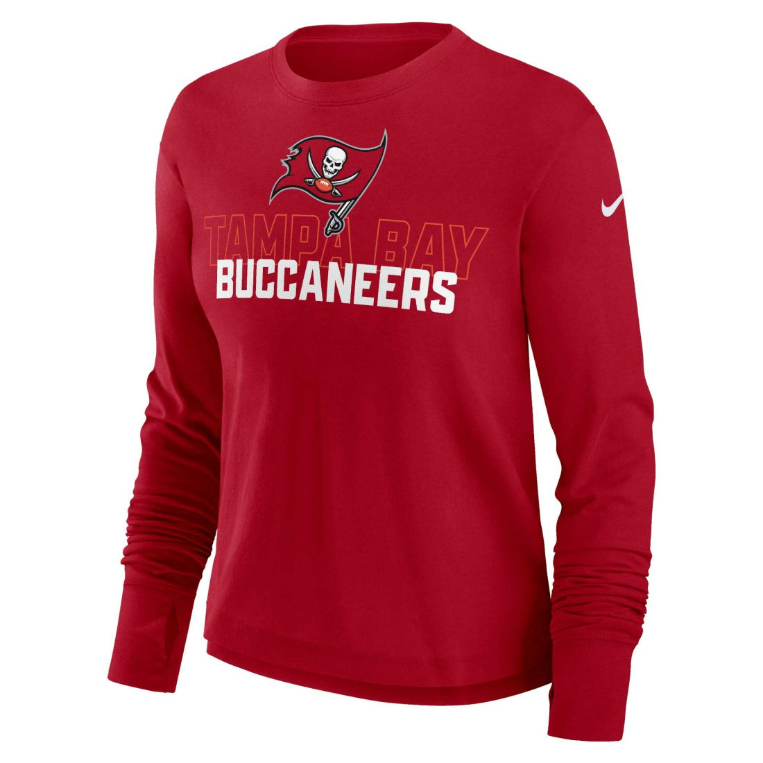 NFL Tampa Bay Buccaneers Women's Modest Crop Performance Long Sleeve T-Shirt