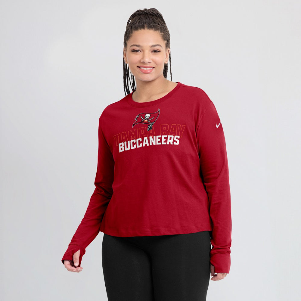 NFL Tampa Bay Buccaneers Women's Modest Crop Performance Long Sleeve T-Shirt