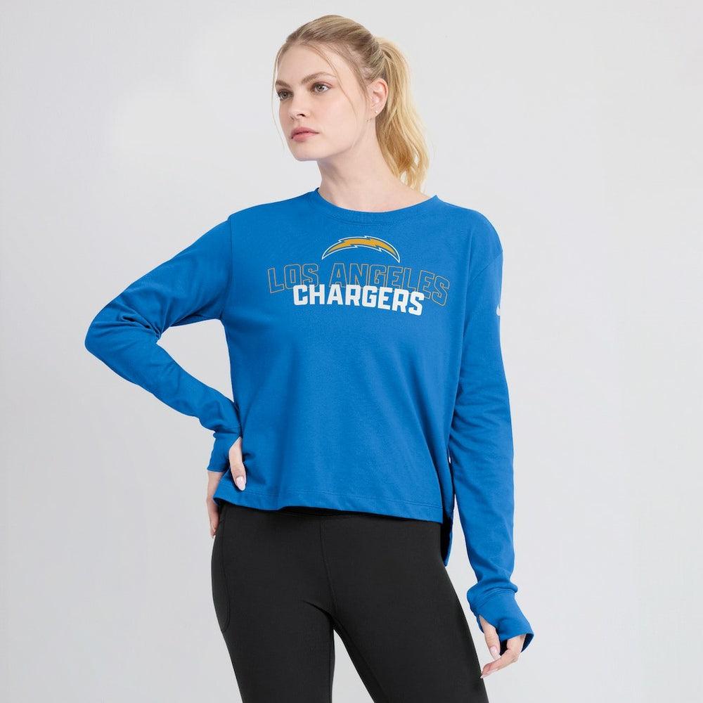 NFL Los Angeles Chargers Women's Modest Crop Performance Long Sleeve T-Shirt