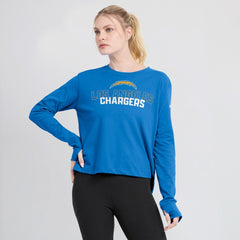 NFL Los Angeles Chargers Women's Modest Crop Performance Long Sleeve T-Shirt