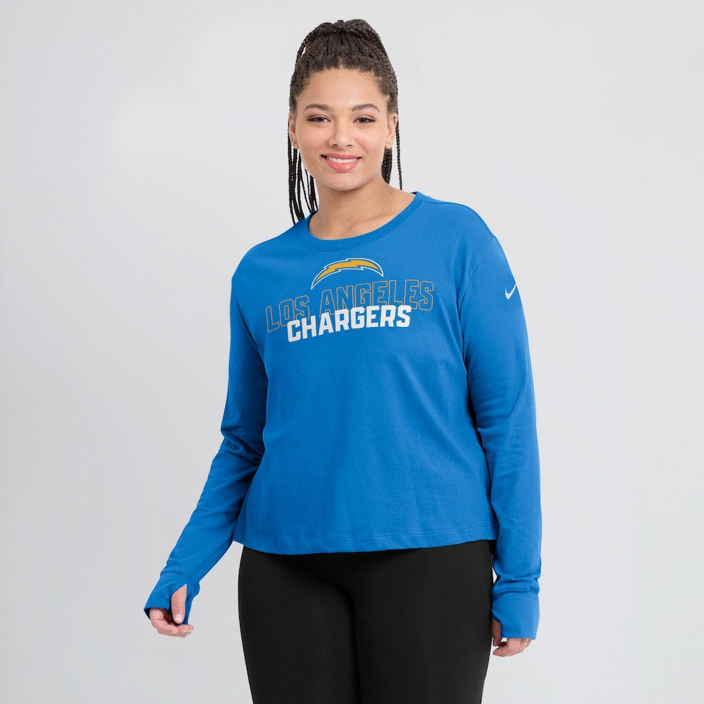NFL Los Angeles Chargers Women's Modest Crop Performance Long Sleeve T-Shirt