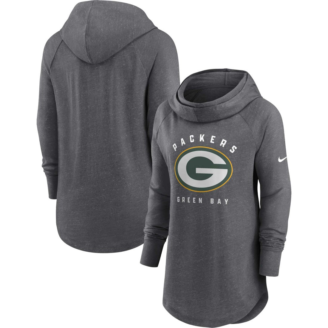 NFL Green Bay Packers Women's Raglan Funnel Neck Pullover Hoodie