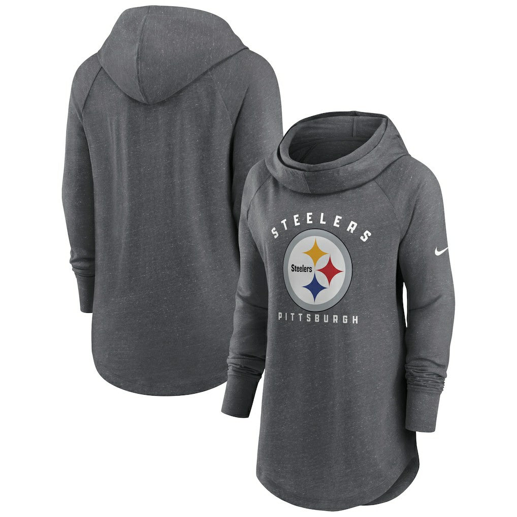 NFL Pittsburgh Steelers Women's Raglan Funnel Neck Pullover Hoodie