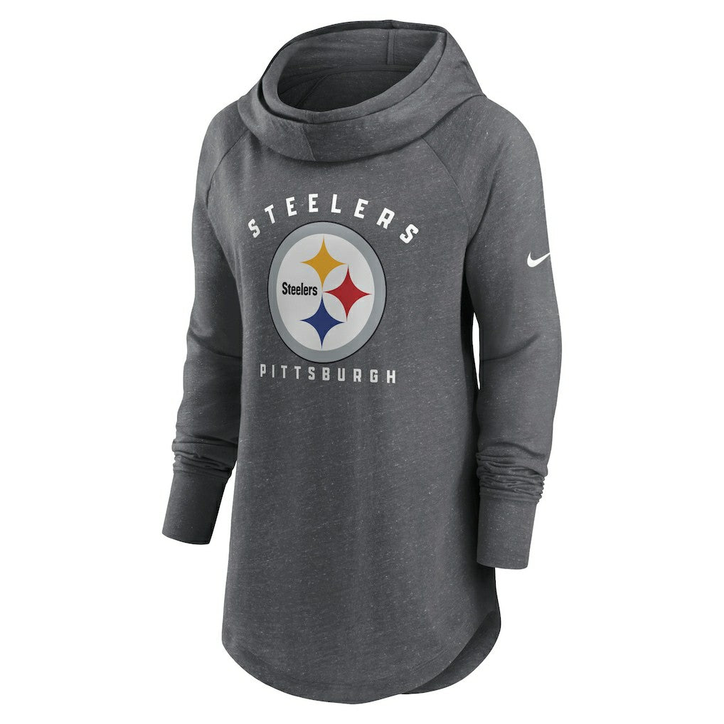 NFL Pittsburgh Steelers Women's Raglan Funnel Neck Pullover Hoodie