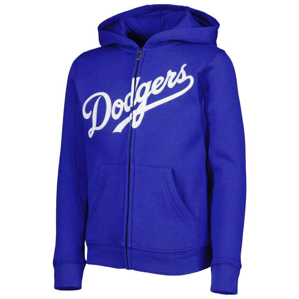 Los Angeles Dodgers Youth Wordmark Full-Zip Fleece Hoodie - Royal