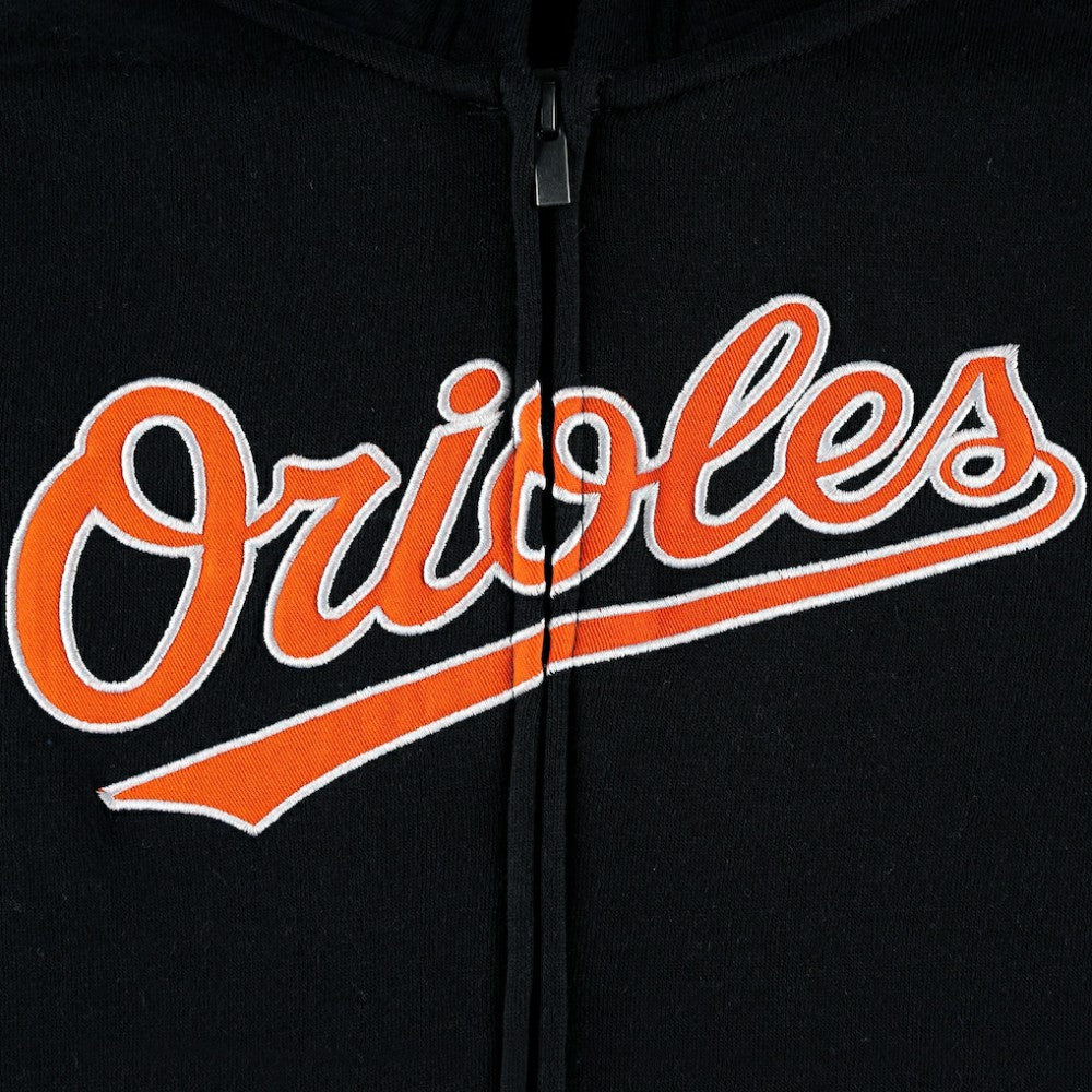 Baltimore Orioles Youth Wordmark Full-Zip Fleece Hoodie - Black