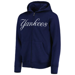 New York Yankees Youth Wordmark Full-Zip Fleece Hoodie - Navy