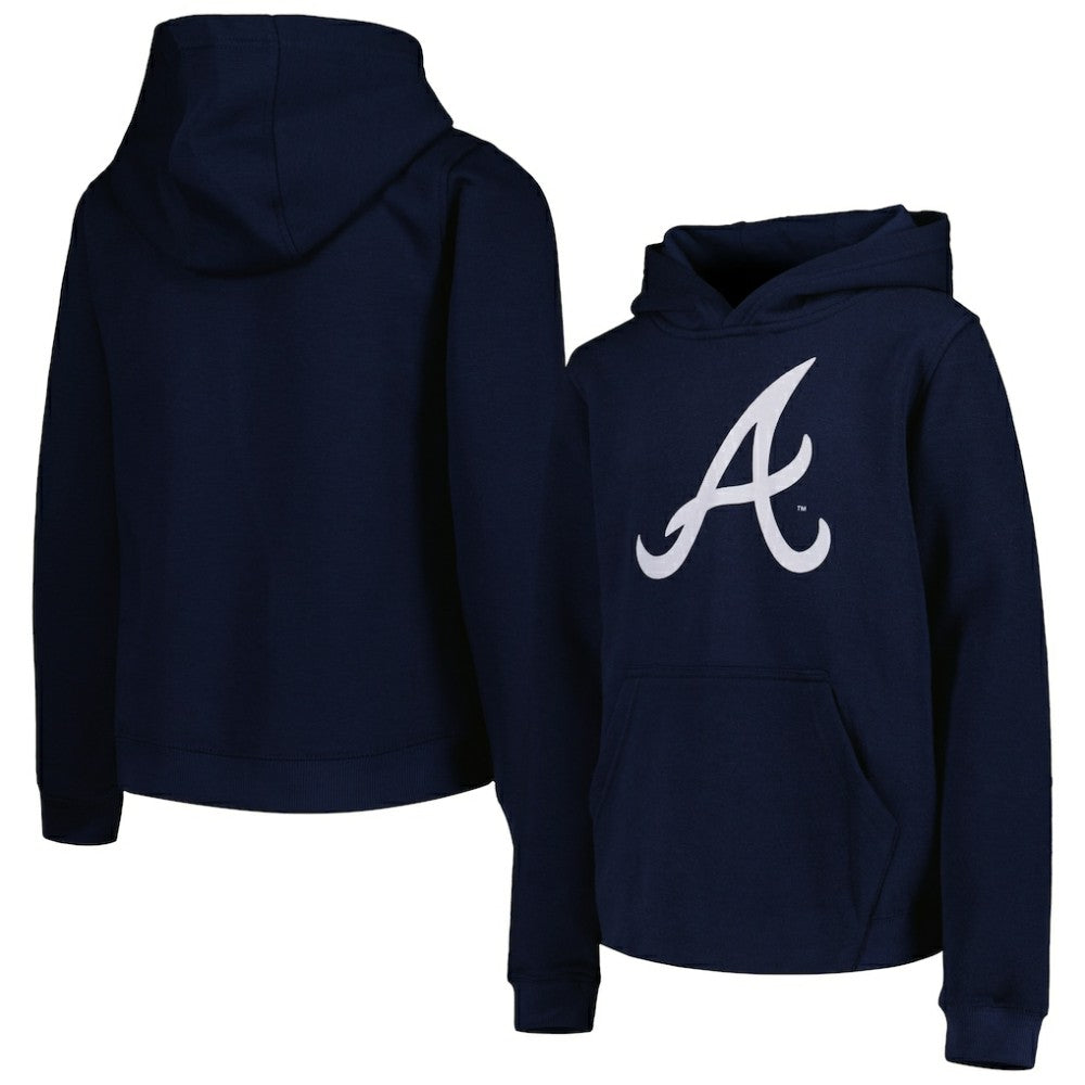 Atlanta Braves Youth Team Primary Logo Pullover Hoodie - Navy