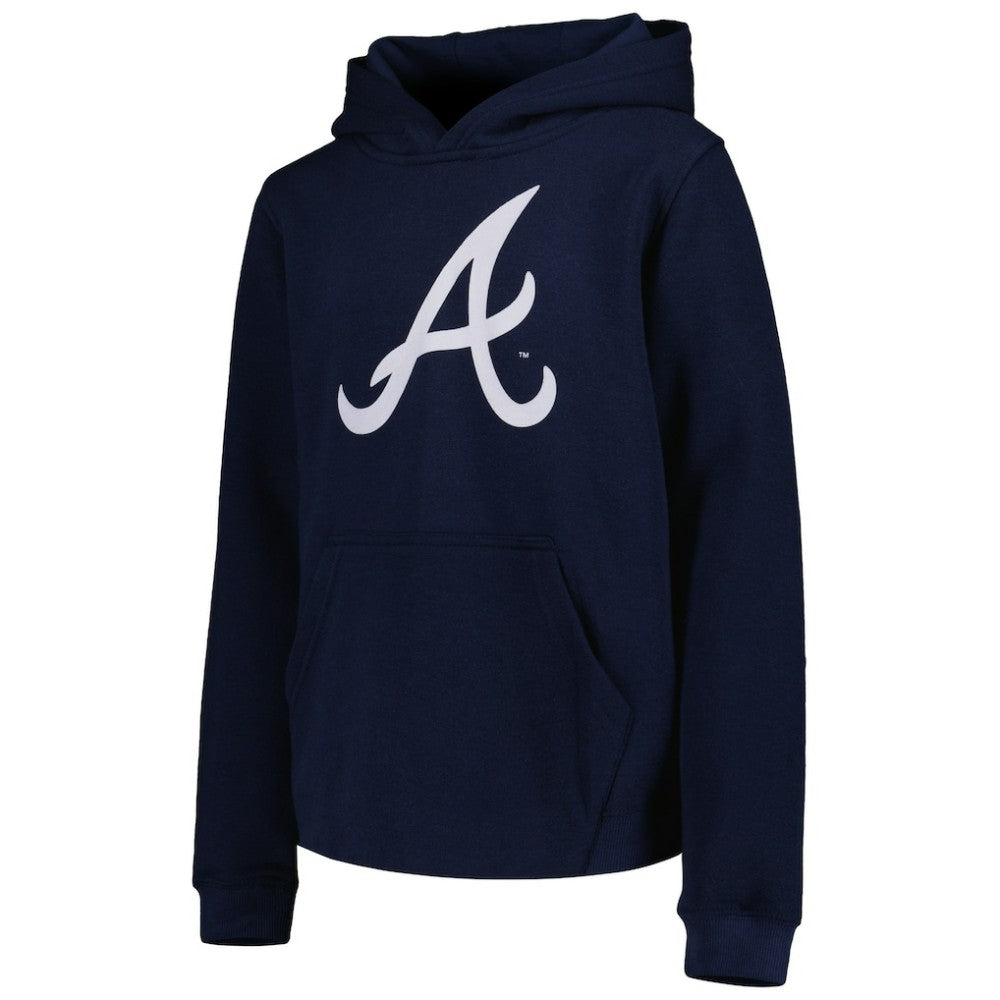 Atlanta Braves Youth Team Primary Logo Pullover Hoodie - Navy