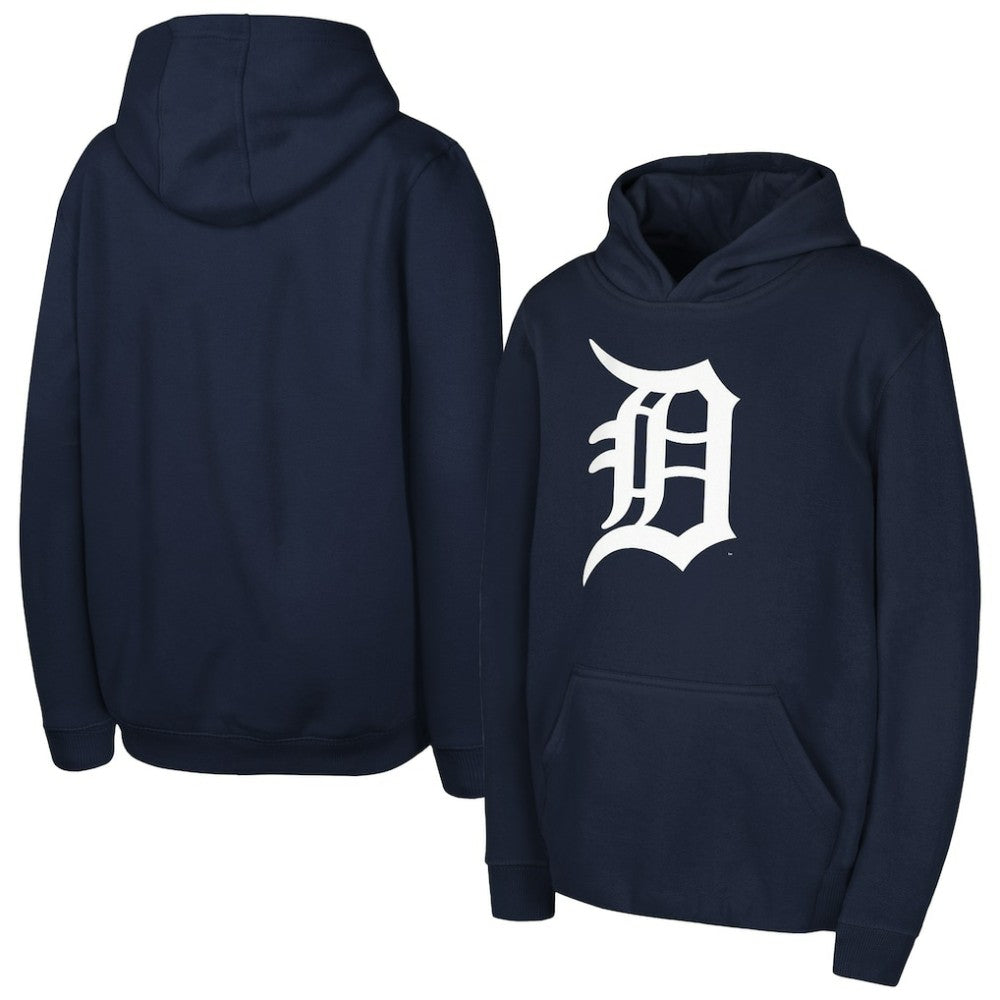 Detroit Tigers Youth Team Primary Logo Pullover Hoodie - Navy