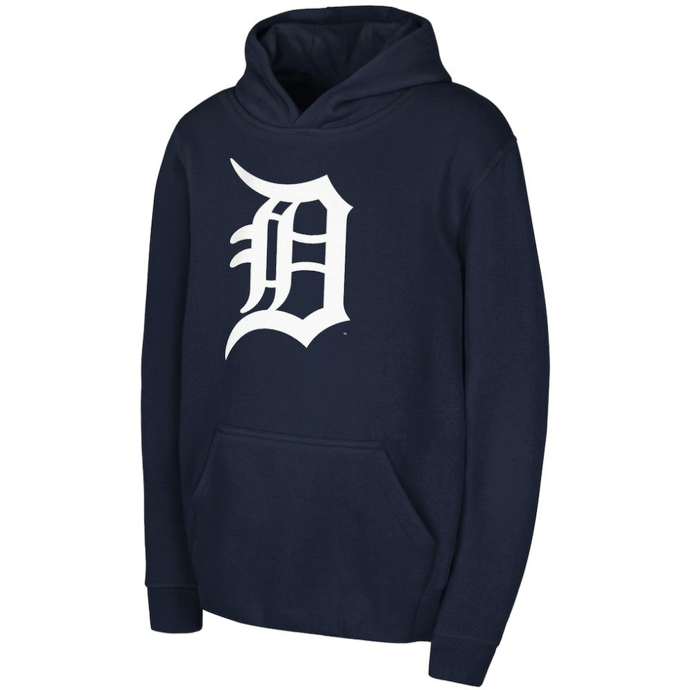 Detroit Tigers Youth Team Primary Logo Pullover Hoodie - Navy