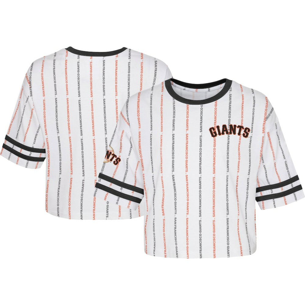 San Francisco Giants Girls Youth Ball Striped T-Shirt - White