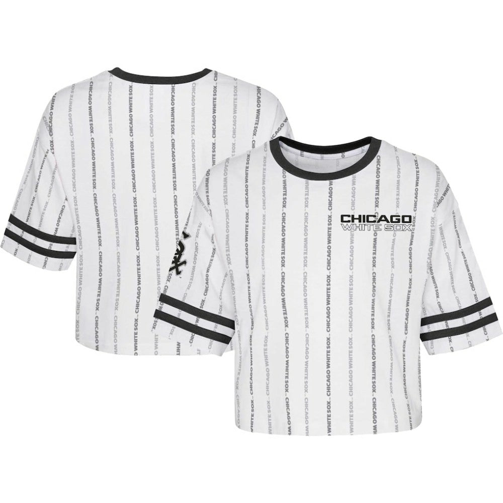 Chicago White Sox Girls Youth Ball Striped T-Shirt - White