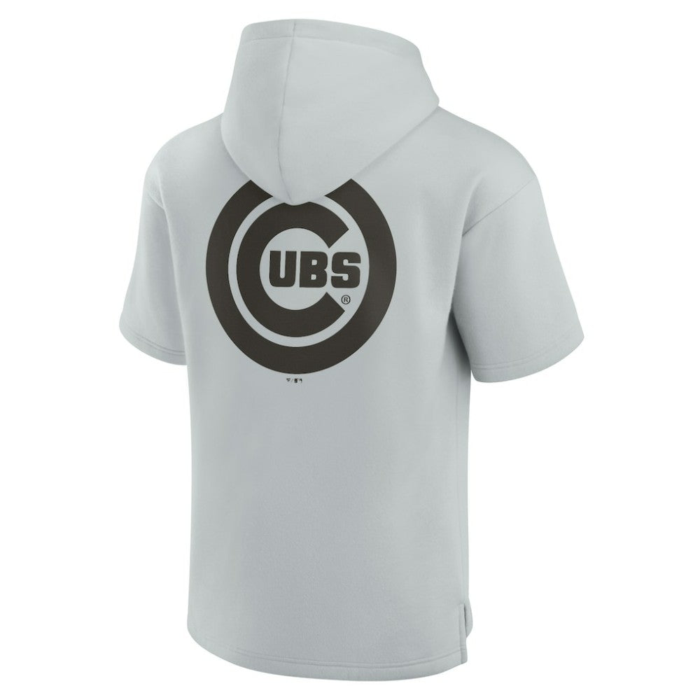 Chicago Cubs Unisex Elements Super Soft Fleece Short Sleeve Pullover Hoodie - Gray