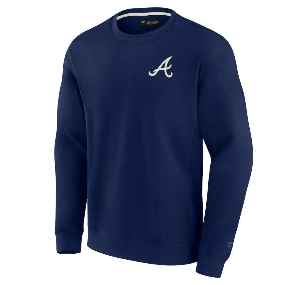 Atlanta Braves Unisex Super Soft Pullover Crew Sweatshirt - Navy