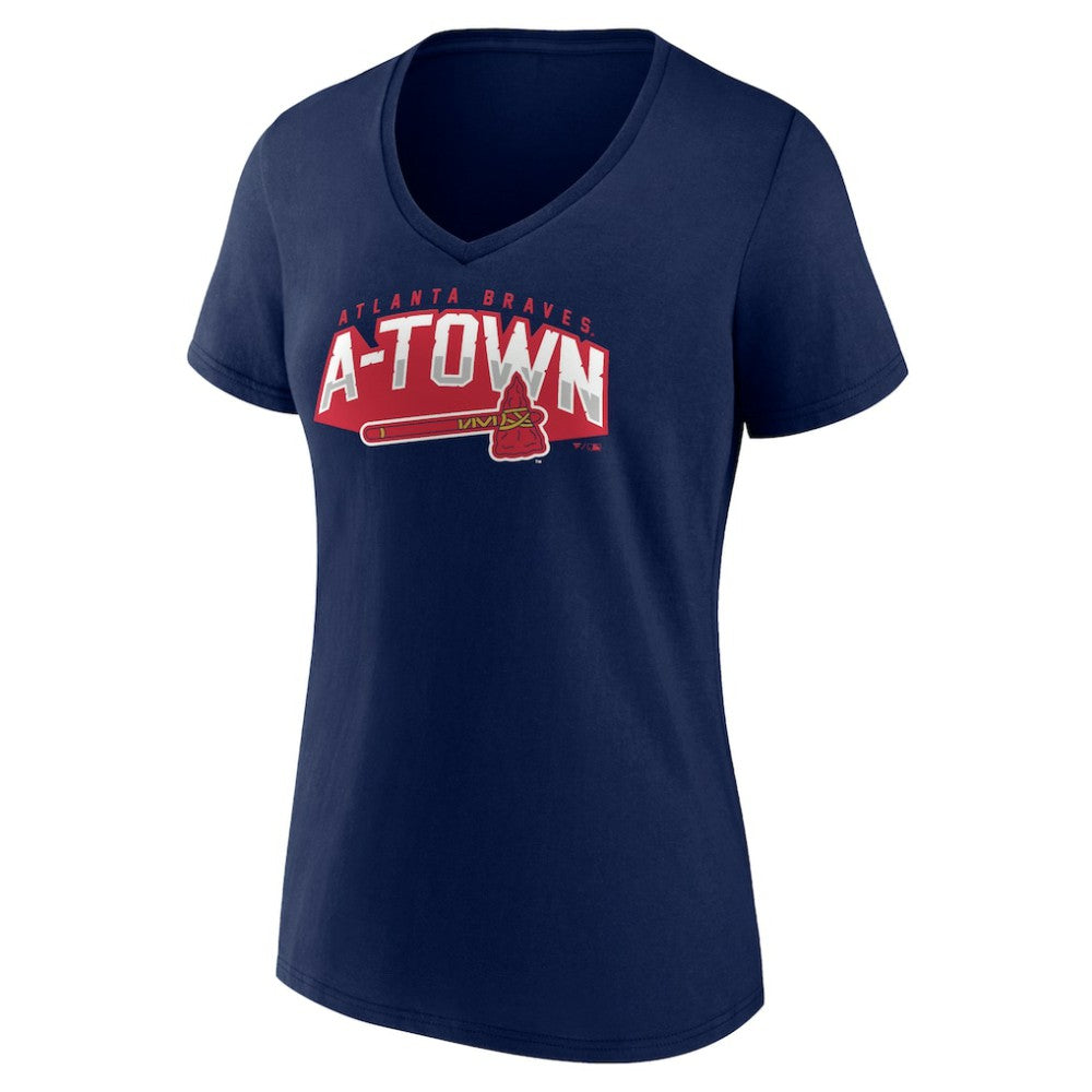 Atlanta Braves Women's Paint the Black V-Neck T-Shirt - Navy
