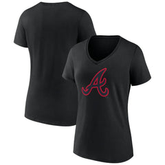 Atlanta Braves Women's Rough Diamond V-Neck T-Shirt - Black