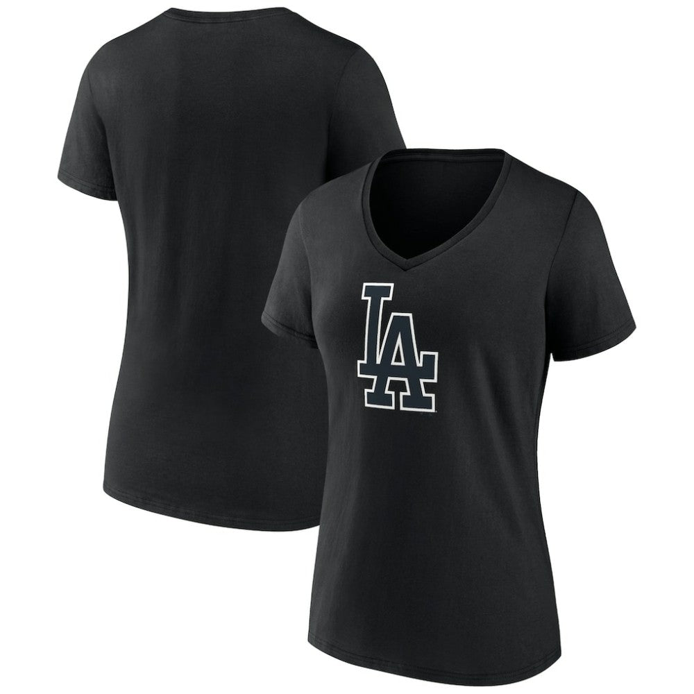Los Angeles Dodgers Women's Rough Diamond V-Neck T-Shirt - Black