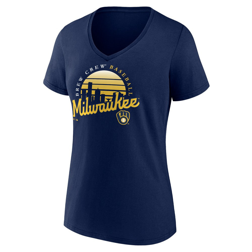 Milwaukee Brewers Women's One Champion V-Neck T-Shirt - Navy